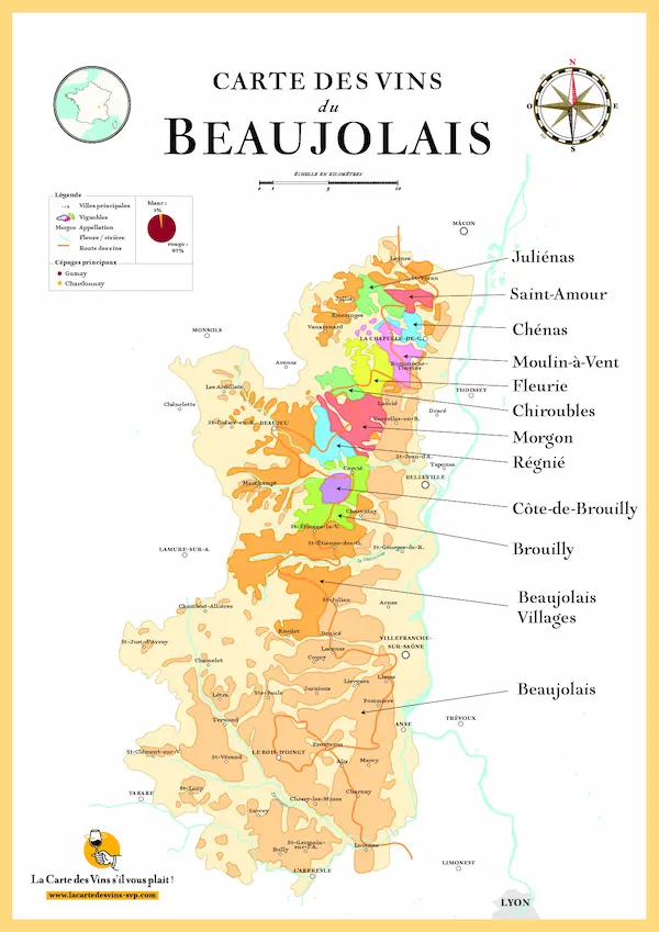 carte des vins région Beaujolais